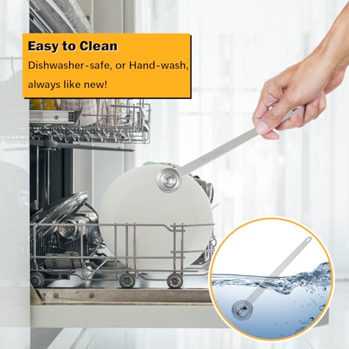1PCS 2/3TBSP(10ml) Extra Long Handle Measuring Spoon, 18/8 Stainless Steel | Food-Grade SS 304, Accurate, BPA-Free, Dishwasher Safe, Engraved Marking, Kitchen Essential - size: 2/3tbsp|10ml