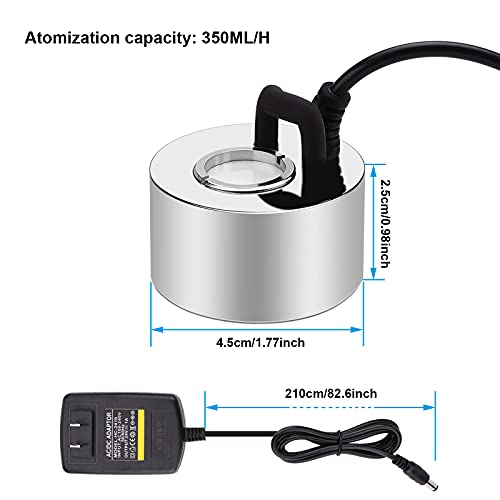 FITNATE 350ml/H Mist Maker, Stainless Steel Mist Maker Fogger for Water Fountain Pond Rockery, with Removable Splash Guard, Atomized Disc and Changing Tools | for Halloween and other decorations, Easy, Simple to Use