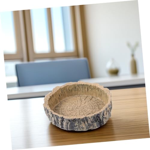 Mipcase Tortoise Hide Gecko Accessories Reptile Supplies Resin Feeding Bowl Natural Tree Stump Shape Reptile Food Storage Container Water Feeder
