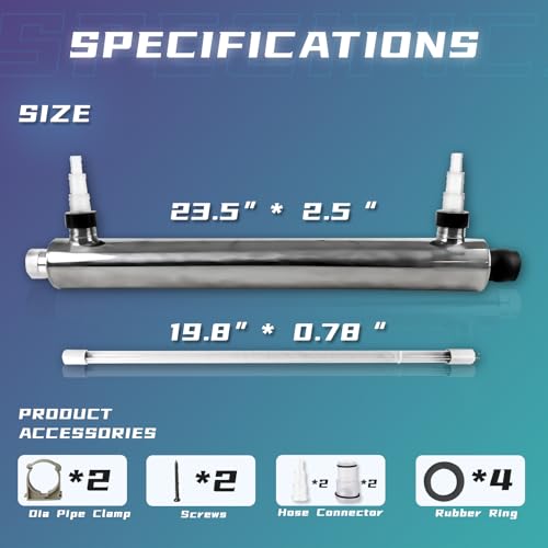 55W UV Light for Above Groud Pool Cold Plunge Aquarium Algae Control with UVC Bulb Stainless Steel Ultraviolet Green Water Machine Algae Remover for Pond - size: 55W Stainless Steel