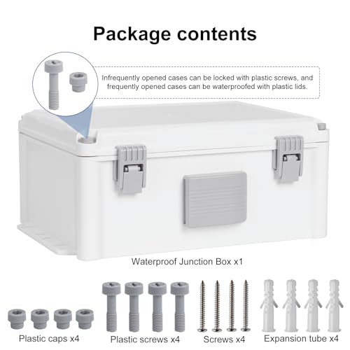 Namunanee Outdoor Electrical Junction Box, ABS Water Resistant Enclosure with Internal Mounting Panel & Hinged Cover (12.6" H x 9.4" L x 5.7" W) - size: 12.6"H x 9.4"L x 5.7"W & Standard