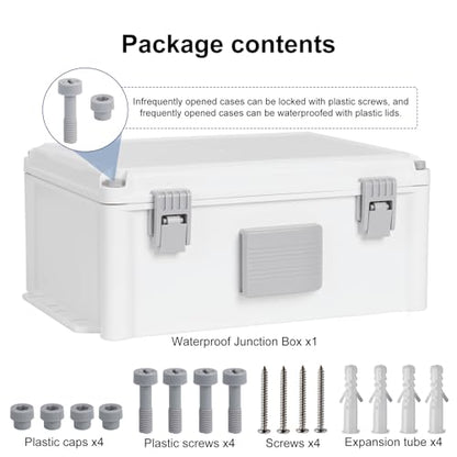 Namunanee Outdoor Electrical Junction Box, ABS Water Resistant Enclosure with Internal Mounting Panel & Hinged Cover (12.6" H x 9.4" L x 5.7" W) - size: 12.6"H x 9.4"L x 5.7"W & Standard