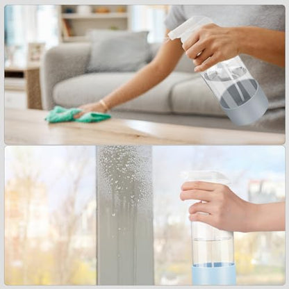 Worldgsb 2 Pack Glass Spray Bottles with Silicone Sleeve, 16 oz Empty Refillable Containers with Adjustable Spray Nozzles, Spray Bottles for Hair, Cleaning Solutions and Plants Blue&Grey - color: Blue&Grey