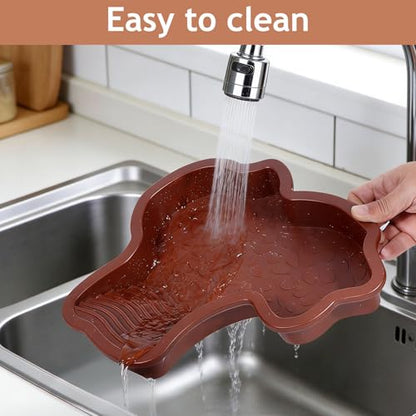 3 PCS Tortoise Water Dish Reptile Bathing Pool with Removable Ramp and Leaf Reptile Food Dish & Water Bowl Tortoise Habitat Accessories for Turtle, Gecko, Snake, Bearded Dragon, Lizard