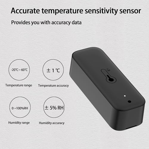 WiFi Hygrometer Thermometer Sensor, Wireless Smart Temperature Humidity Monitor with Remote App Notification Alert, for Home, Greenhouse Black (1 Pack)