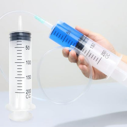 200cc Plastic Syringe - Large Syringe for Liquid with 40" Tubing, Syringes for Liquid, 4 Pack - size: 200ml