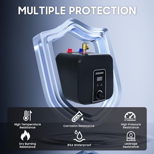 Electric Mini Tank Water Heater 2.5 Gallon Under Sink Instant Hot Water Point of Use for RV Kitchen Bathroom Camper with Safety Vavle 1/2" NPT Wall or Floor Mounted - style: 2.5 Gallon
