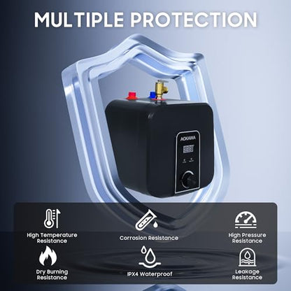 Electric Mini Tank Water Heater 2.5 Gallon Under Sink Instant Hot Water Point of Use for RV Kitchen Bathroom Camper with Safety Vavle 1/2" NPT Wall or Floor Mounted - style: 2.5 Gallon