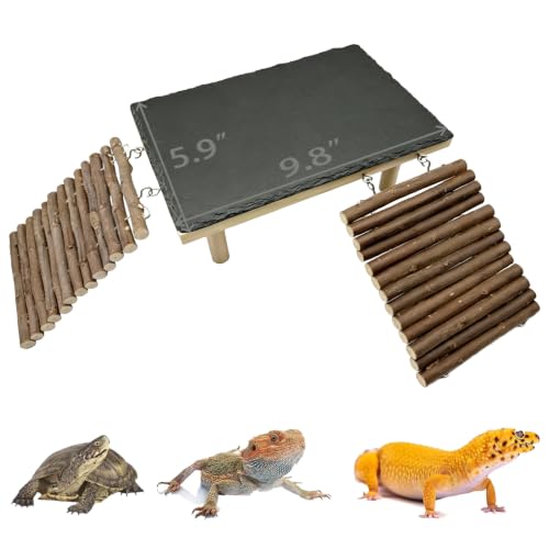 Bearded Dragon Basking Platform Reptile Hide Climbing Tank Accessories | Multi-function,Habitat Décor,with climbing ramp reptile basking rock mat,for leopard gecko lizard tortoise snake - size: Small(B)
