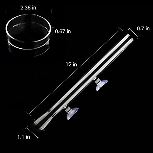 Shrimp Feeding Tube and Dish,Clear Crystal Glass Shrimp Feeder Tube Tray for Fish Tank Aquarium Shrimp - size: 12" + 1 Tray