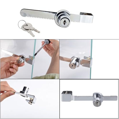 Sliding Glass Door Ratchet Lock with Chrome Finish – Keyed Alike, Fits 4-8mm Glass, Secure Showcase Display Case Lock for Cabinets, Retail Stores & Home Use - 8 Pack - size: 8 Pack