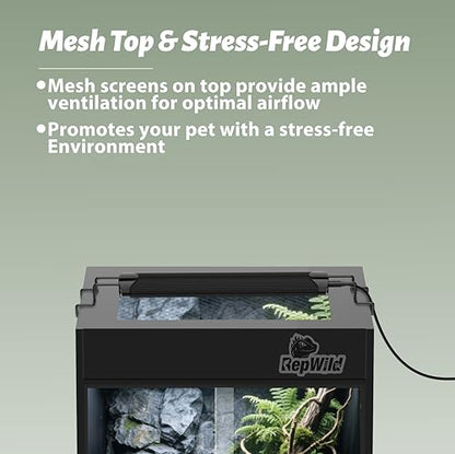 33 Gallon PVC Tall Reptile Terrarium, 18x18x24 Arboreal Enclosure | Vertical Habitat Enclosure with Sliding Door & Heavy-Duty Screen for Amphibians, Crested Gecko Lizard Chameleon - size: 18"W x 18"D x 24"H