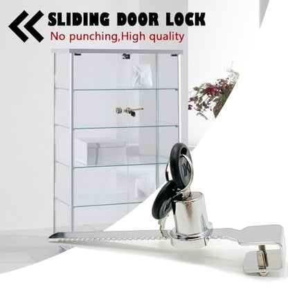 QEDT Sliding Glass Door Ratchet Lock 2 Pack Glass Display Case Lock | Rust-Proof,Keyed Alike Showcase Display,Use on Various Glass Doors, Including Display Cabinets, Showcases, Sliding Glass Door