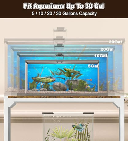 20-30 Gallon Aquarium Stand with 3-Tier Adjustable Storage Shelf | Heavy Duty Fish Tank Stand, Reptile Breeder Turtle Tank Terrarium Rack Table for Home Office, 31" L x 13" W x 32.2" H, White