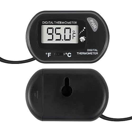 Digital Aquarium Thermometer with LCD Display - Water-Resistant Sensor Probe and Suction Cup for Fish and Reptile Tanks (Fahrenheit/Celsius) - size: 1 PCS