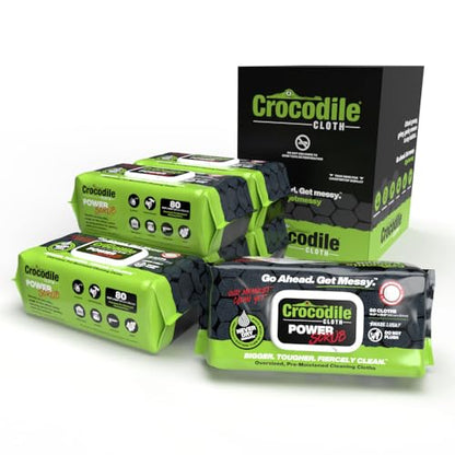 Crocodile Cloth PowerSCRUB Heavy-Duty Hand & Tool Cleaning Wipes, 6 Packs, 480 Count - size: 80 Count (Pack of 6)
