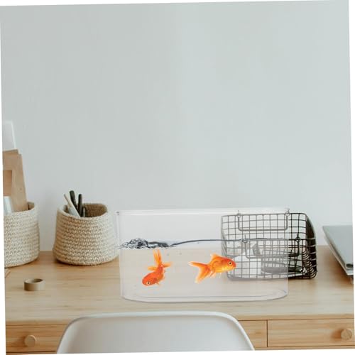 YARNOW Desktop Transparent Plastic Aquarium Shatterproof Betta Fish Tank for Turtle Reptile Shrimp and Crab Habitat Easy to Clean Compact Design for Home Office