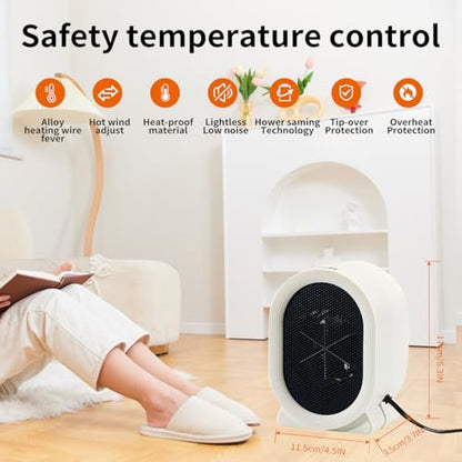 Portable Space Heater for Indoor Use, 400W Small Desk Heater for Office | mini heater,small space heater,portable heater for camping,desk heater for office quiet small