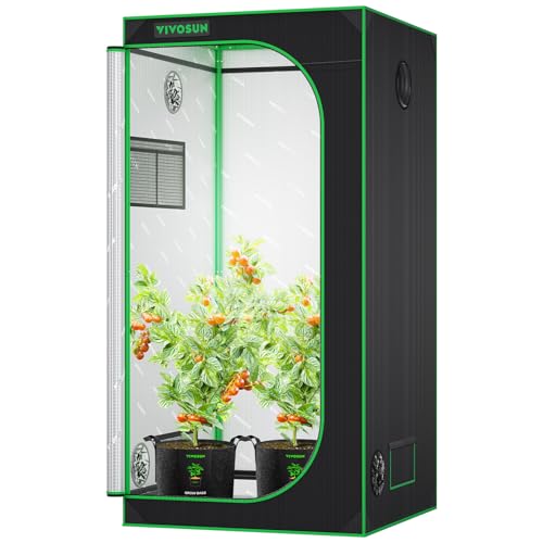 VIVOSUN S336 3x3 Grow Tent 36"x36"x72" Highest Reflective Mylar Tent | Easy View Observation Window & Removable Floor Tray, 100% Reflective Mylar Interior,Sturdy Metal Frame for Indoor Plants - size: 36"x36"x72"