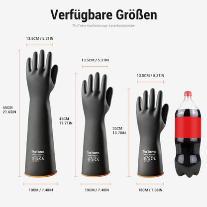ThxToms Chemical Resistant Gloves, Puncture Resistant,Latex | Heavy Duty Rubber Gloves, Acid Oil & Alkali Resistant for Industrial Cleaning, Auto Repair, Mechanics, 14", 1 Pair - color: 14"
