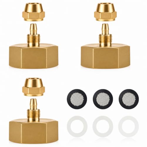 Garden Hose to 1/4 Tubing Adapter for Drip Irrigation/Spray System | for Patio Misting,GHT 3/4 to 1/4 Water Line Adapter,Solid Brass,Standard Thread,Leakproof,Easy to Install,Tight Seal,3 Packs