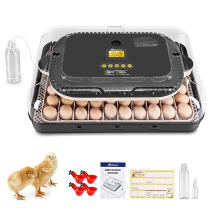 Sailnovo 70 Egg Incubator for Hatching Eggs with Auto Egg Turning and Auto Humidification, Temperature Control, Egg Candler, Large Incubator for Chicken, Duck, Goose, Pigeon, Quail, Parrot Eggs, Grey