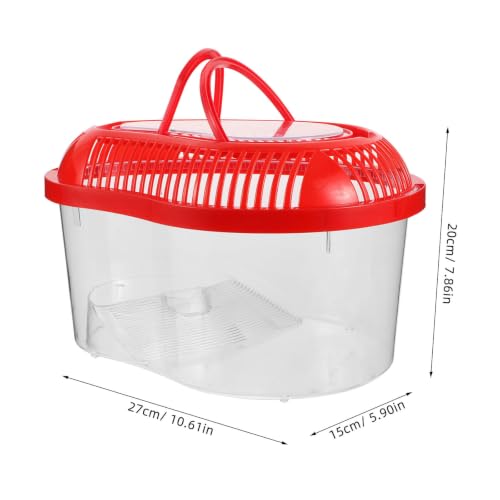 minkissy Portable Plastic Reptile Transport Container Featuring a Lockable Lid and Built-in Sunbathing Platform for Turtle and Reptile Travel and Transportation