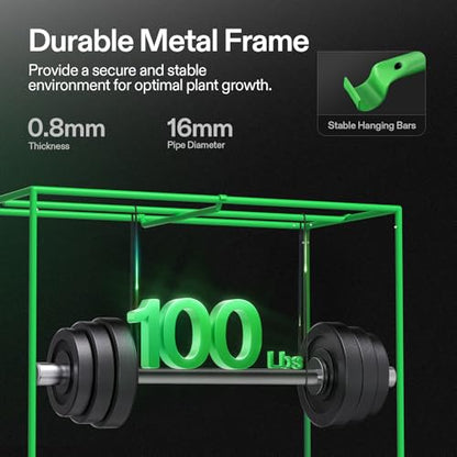 VIVOSUN S425 2x4 Grow Tent 48"x24"x60" High Reflective Mylar Tent | Easy View Observation Window & Floor Tray, 100% Reflective Mylar Interior, Sturdy Metal Frame for Hydroponic Setup - size: 48"x24"x60"