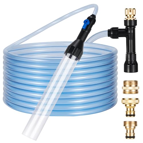 Gravel Vacuum for Aquarium Fish Tank Siphon, 30 Feet | Aqaurium Water Changer, 3 Metal Faucet Adapter, Long Fish Tank Hose - size: 30FT