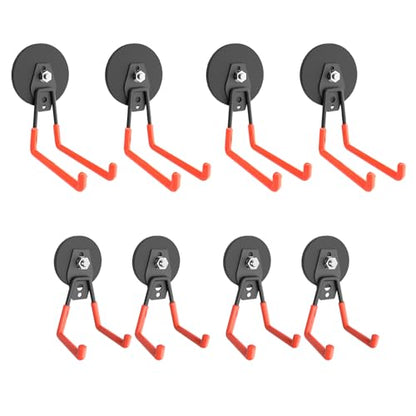 Super Strong Garage Magnetic Hooks Heavy Duty-8Pack,Powerful Magnetic Hook for Power Drill, Garden Tools, Hose, Straps, Steel Pegboard, Magnetic Garage Hooks, Workshop Magnetic Tool Holder - style: Large L/Middle L