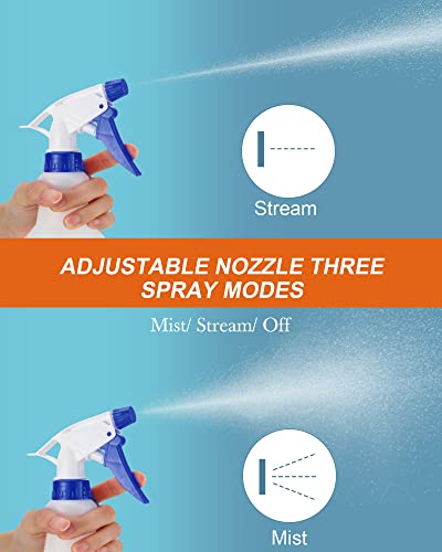 Eccliy 20 Pack 16oz Empty Spray Bottles, Leakproof Cleaning Bottles with Measurement and Adjustable Nozzle for Housekeeping, Commercial Use(Cylinder,Blue Spray Head) - color: Blue Spray Head, style: Cylinder