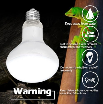 Reptile Heat Lamp Bulbs 100W 2 Pack,Day and Night Infrared Basking Spot Heating Light Combo,UVA Heat Lamp Bulb for Reptile and Amphibians,Bearded Dragon, Lizard, Turtle