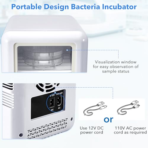 4L Lab Incubator with Clear Door, 46-148℉ Thermostatic Cabinet | for Laboratory General Purpose, Petri Dishes, Egg Incubation, 110V/12V