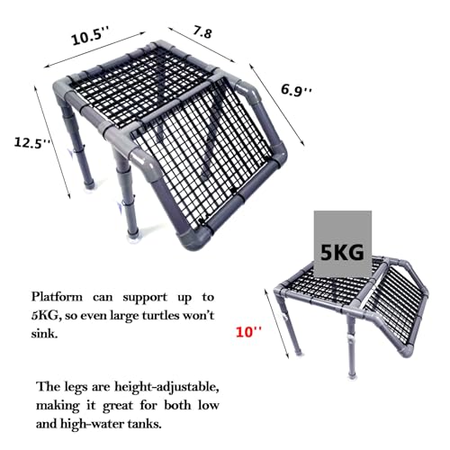 Turtle Basking Platform for Aquatic Turtles Docks, 10.5" Width Aquatic Tortuga Basking Area Ramps Turtle Tank Accessories Platforms Topper Large for Aquarium Stand (SG-10.5") - color: Gray, size: 10.5