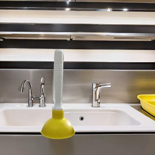 Drain Plunger, Mini Sink Unclogger, Small 4-Inch Clog Remover | Rubber Cup Hand Plumber Helper, Force Tiny Compact Tool with 9" Short Handle for Kitchen Bathroom, Toilet, Shower, Bath Tub - color: Green + Yellow