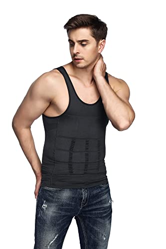 Odoland Men Compression Shirt 3 Pack Body Shaper Vest Tank Top | Nylon & Spandex, Moisture-wicking Tummy Shaper for Gym, Running, Daily, Breathable, Stretchy - color: Grey/Black/White, size: 3X-Large