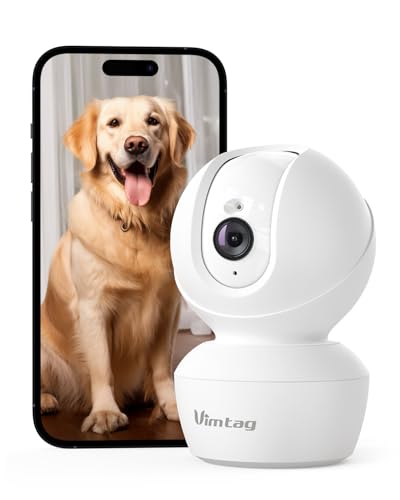 VIMTAG 4MP 5G Security Camera Indoor, Pet Camera with Speaker for Dog/Cat, Free AI Detection Indoor Camera with Phone App, Motion Tracking, Night Vision,2-Way Audio, Support 128GB Card(Not Included) - color: 2.5K White