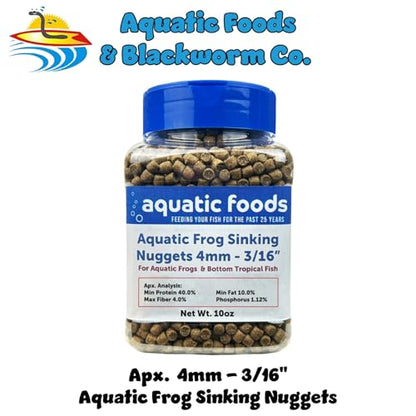 Aquatic Frog, 4mm-3/16 Sinking 40% Protein Nuggets for Aquatic Frogs, Axolotl, Salamanders, Snails, All Bottom Tropical Fish...10oz Jar - size: 10 Ounce (Pack of 1)