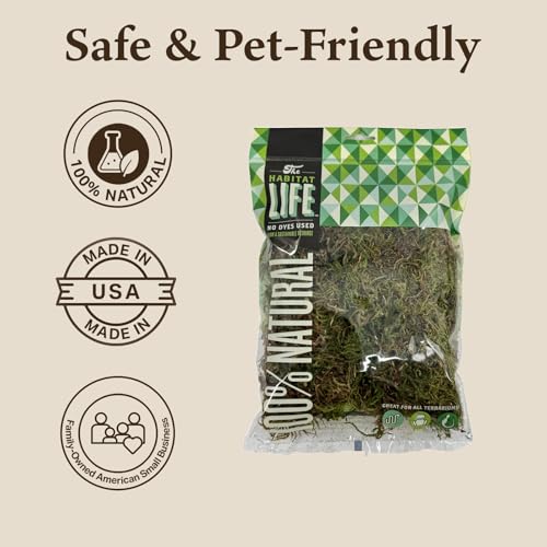 Deco Moss for Terrarium Habitats, Small 1-Pack | Preserved Moss for Reptiles, Amphibians & Invertebrates Terrariums, Humidity Control, Soft, Dye-Free, Family Owned, USA Made - size: Small 1-pack, style: Deco Moss