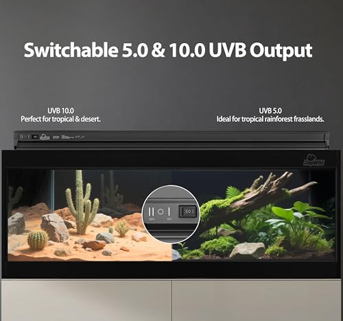 T5 HO Reptile Light Fixture Combo Kit 10.0 UVB Light for Reptiles Terrarium | 22 Inch Tube 5.0 & 10.0 UVB Output, 24W Reptiles Light Bar UVA UVB Desert Lamp for Turtle Lizard Bearded Dragon Tank