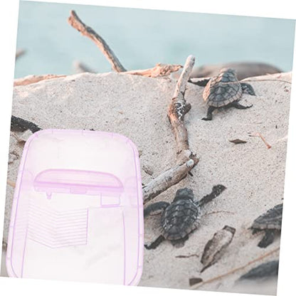 Generic 2pcs Turtle Feeding Box Turtle Tortoise Tank Aquarium Water Case Fish Bowl Hermit Crab Gecko Tortoise Breeding Tank Raising Plastic