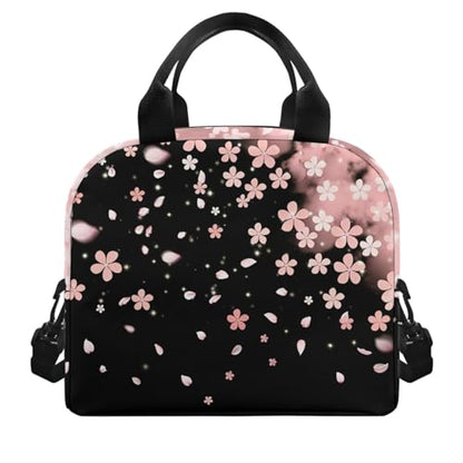 Lightweight Kids Lunch Bag Axolotl Print: Cherry Blossom Main Compartment Fits Lunch + Drink + Snack - Insulated Lining - Good for Aquarium Visit, Art Class & Birthday Party - color: Axolotl Cherry Blossom Print