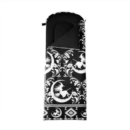 Erosebridal Longhorn Cow Skull Gothic Witchy Damask Sleeping Bag for Kids Camping Blanket for Hiking Travel Hunting Sleep Bag - color: Black and White Moon Witch