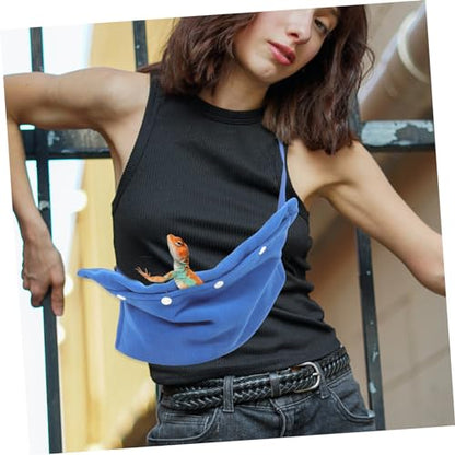 Adjustable Small Animal Reptile Carrier Sling Bag for Bearded Dragon and Guinea Pig Lightweight Flannelette Outdoor Lizard Travel Bag with Comfortable Adjustable Strap for Hiking