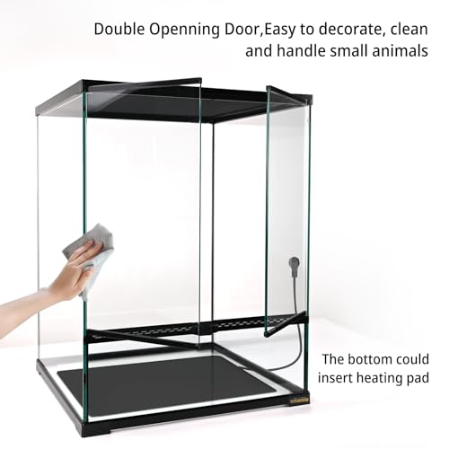 30 Gallon Tall Reptile Glass Tank Terrarium 18"x18"x24" Large Habitat Enclosure for Gecko,Lizard,Chameleon,Frog,Snake,No Install Needed and Come with Tank Background - size: 18x18x24 inch