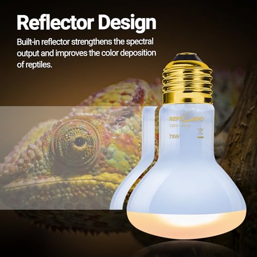 REPTI ZOO 75W Reptile Heat Lamp Combo Pack, 2PCS Day & Night Basking Spot Light, UVA Daylight Heating Lamp Basking Bulb and Infrared Heat Emitter Red Heat Lamp