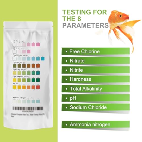 AAwipes Aquarium Ammonia Test Strips 8-in-1 |25 Strips | Quick & Accurate Water Testing Test pH, Ammonia, Alkalinity, Hardness, Chlorine, Nitrite, etc. (K02-25)