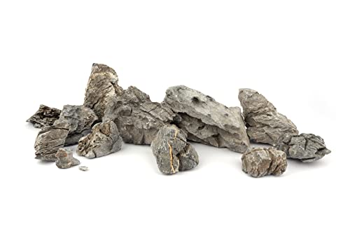 Seiryu Stone Natural Aquascaping Rock 36lb Planted Aquarium Iwagumi | Bluish veined texture; iwagumi aquascape - size: 07 Seiryu Stones(3-11inch,36lbs)
