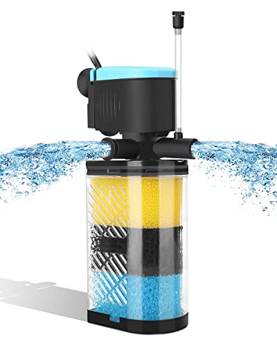 AquaMiracle Aquarium Filter 3-Stage in-Tank Filter Internal Fish Tank Filter Turtle Filter for 40-70 Gallon Fish Tanks with Dual Water Outlet & Aeration - size: For 40-70 Gal Aquarium