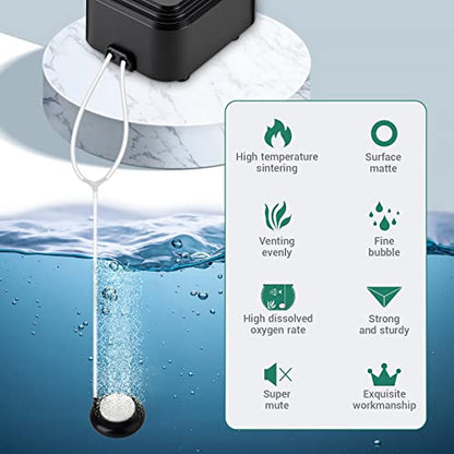 hygger Mini Aquarium Air Stone,Small Bubble Stone Fish Tank Oxygen Stone Ultra Silent Deep Dissolving Oxygen Diffuser Kit for Aquarium Fish Tank and Hydroponic - size: 1.4 Inch